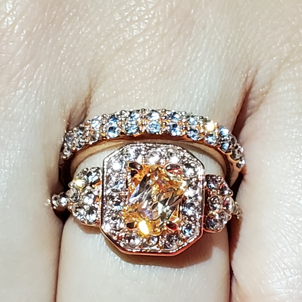 Antique Vintage Design Morganite Ring 2 piece set - Picture 8 of 8